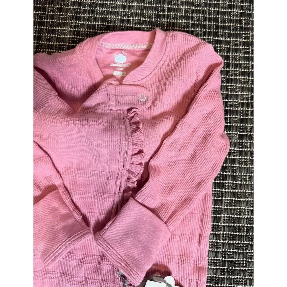 Cloud Island Baby Girl Pink Ruffled Footed One-Piece Pajama 6-9 mos.